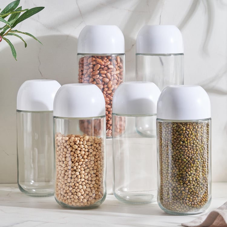 Set of 6 Glass Storage Jars - 800 ml