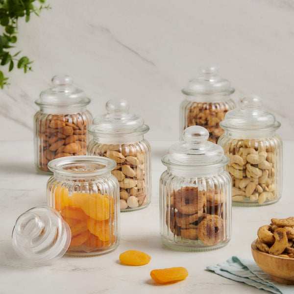 et of 6 Glass Storage Jars - 250ml