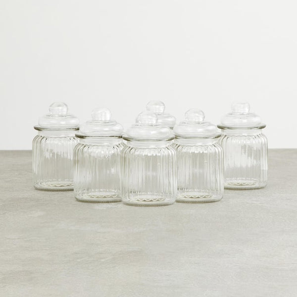 et of 6 Glass Storage Jars - 250ml
